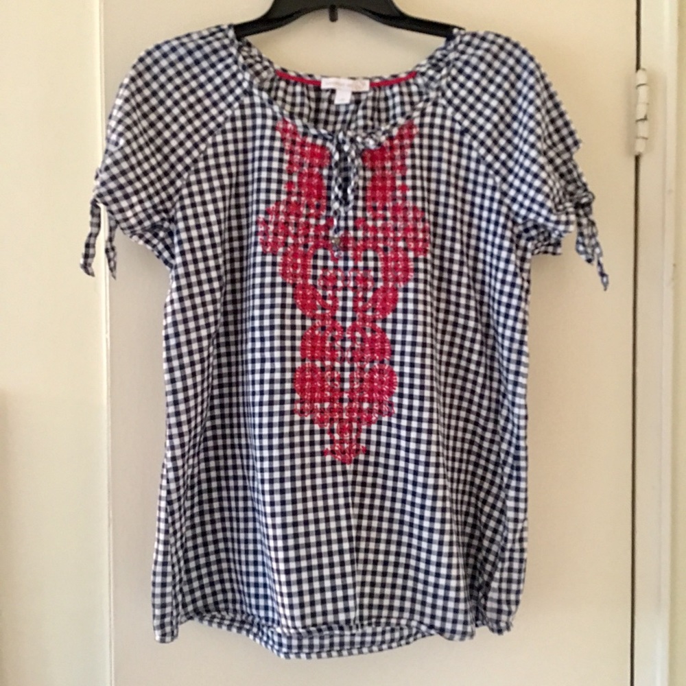 Checkered short sleeve top